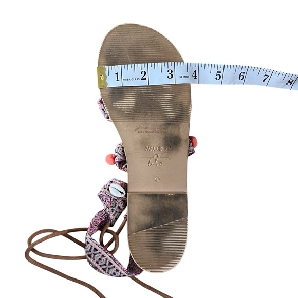 Zara Boho Lace Up Flat Sandals Size 37 Girl's - Picture 8 of 8